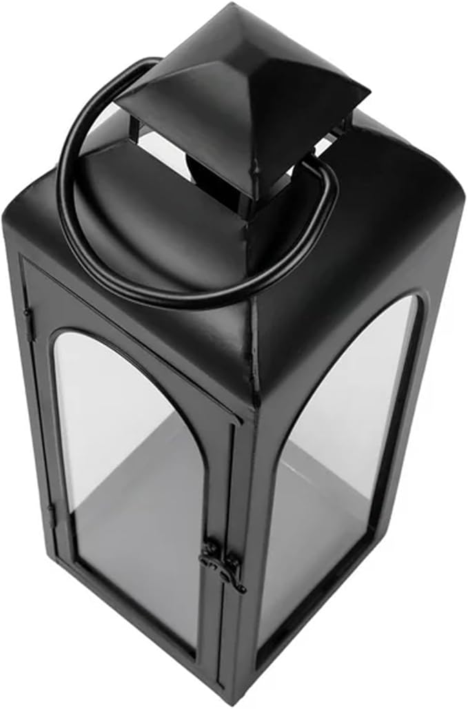 Bdor 2 Pack Large Luxury Lantern Decorative Tall 20 Inches Black Metal Hurricane Lanterns with Tempered Glass Panels for Front Porch,Tabletop, Mantle, Wall Hanging, or Garden, Indoor & Outdoor Décor