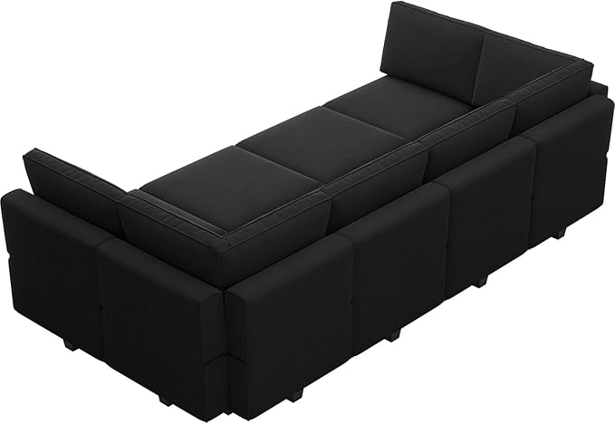 Belffin Modular Sectional Sofa with Storage Chaises Sleeper Couch 8 Seat Sectional Sofa Bed Black