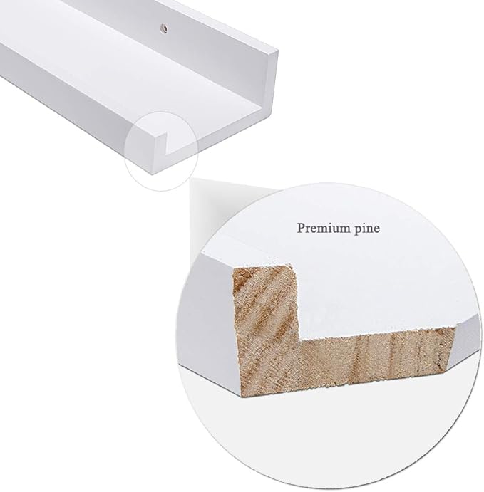 AZSKY Floating Picture Shelves Denver Modern Wall Mount – Long Narrow Picture Ledge - 36 Inch Set of 2 Mounting Hardware Included Pine