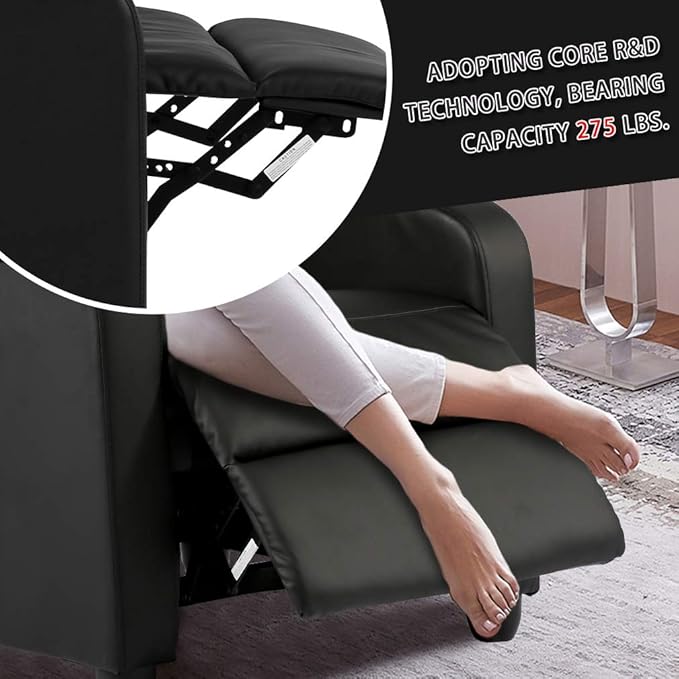 BestMassage | Recliner Chair | with 2 Point Massage Function | Black | with Lumbar Support, Adjustable Push Back, Wide Armrests, Footrest & Padded Seat | Easy Assembly | for Living Room, Home Theatre