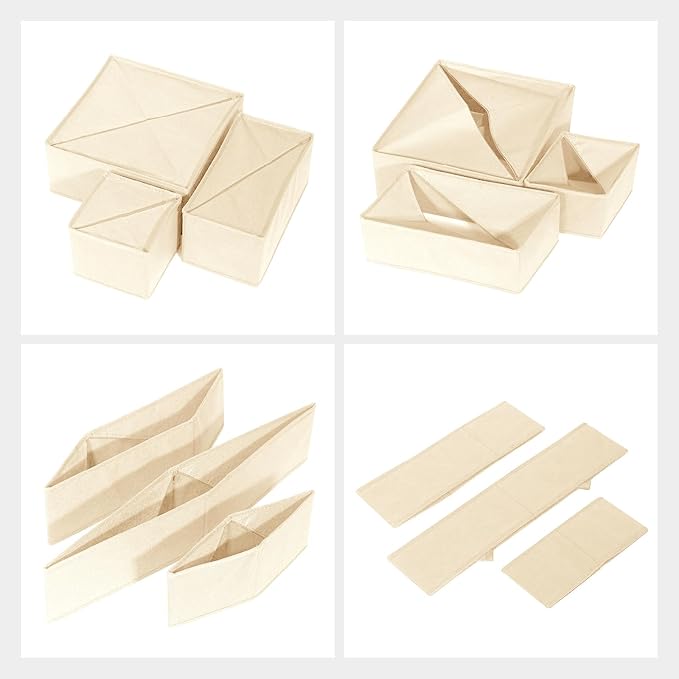 6 Pack Drawer Organizers for Clothing,Fabric Foldable Closet Organizers and Storage Dresser Drawer Dividers Storage Basket Bins for Clothes,Socks,Scarves,Ties,Underwear,Towels