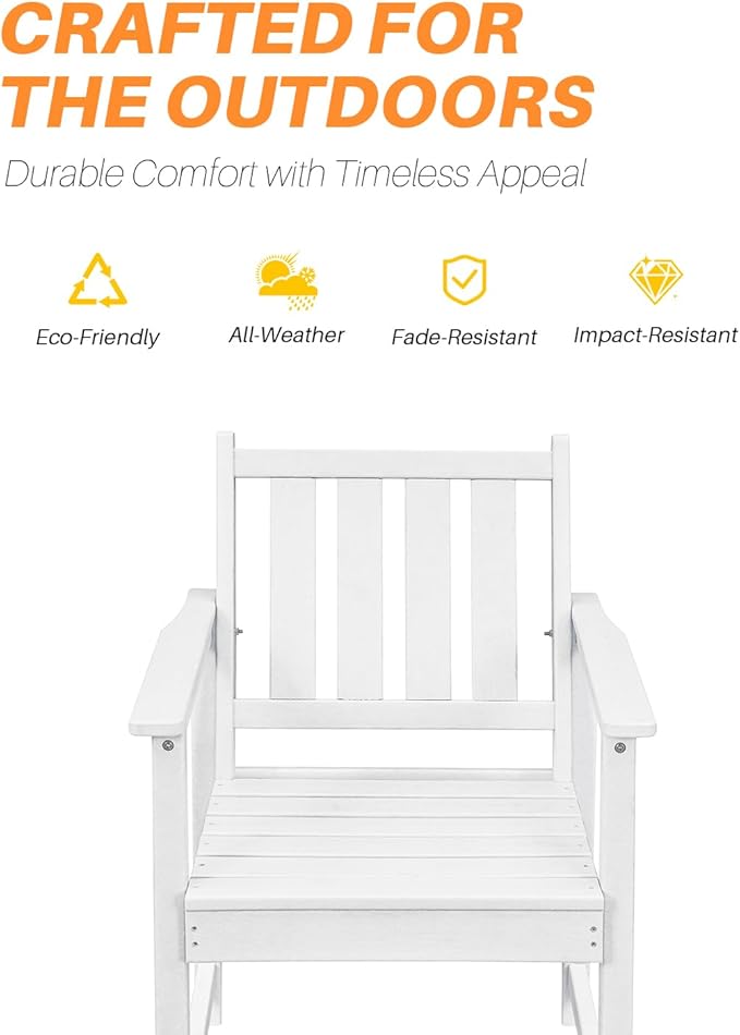 7 Pieces HDPE Outdoor Dining Set, Patio Dining Set with Umbrella Hole, All Weather Outdoor Dining Table Sets for 6, HDPE Patio Furniture Sets for Deck, Backyard, Lawn, and Poolside, Pearl