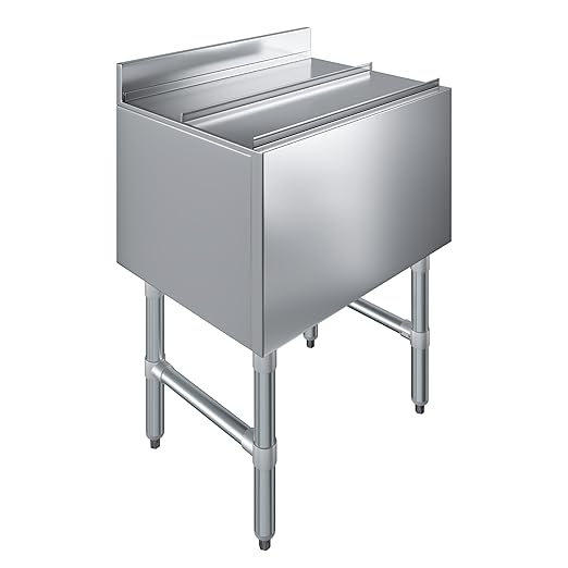 AmGood 18.5 in. x 24 in. Underbar Ice Bin with Sliding Lid | NSF | Stainless Steel Ice Chest with Sliding Lid