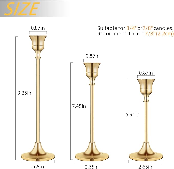 Candlestick Holders,Taper Candle Holder for Candlesticks Gold Brass Vintage Candle Stick Candle Holder Candelabra Candle Holder for Fireplace Party Dining Home