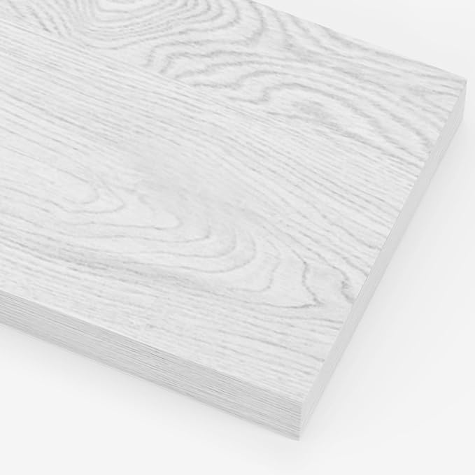 Heimlove 12 Inch Deep Floating Shelves, 12 x 12 inches Long Wall Shelf, Large Extra Display Shelf & Storage Shelf, Rustic Wood Wall Shelves for Fireplace Mantel, White - 2Pack