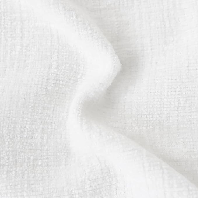 CaliTime Throw Pillow Covers Decorative 12 X 20 Inches Pack of 2 Cozy Chenille Cushion Cases for Couch Sofa Bed Living Room Home True White