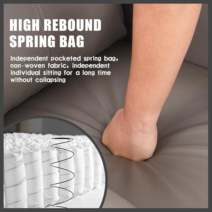 BestMassage | Recliner Chair | No Massage Function | Pu Grey | with Lumbar Support, Adjustable Push Back, Wide Armrests, Footrest & Padded Seat | Easy Assembly | for Living Room, Home Theatre