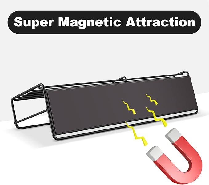 4 Pack Magnetic Spice Rack for Refrigerator, Magnetic Shelf Fridge Organizer for Kitchen Storage, Black