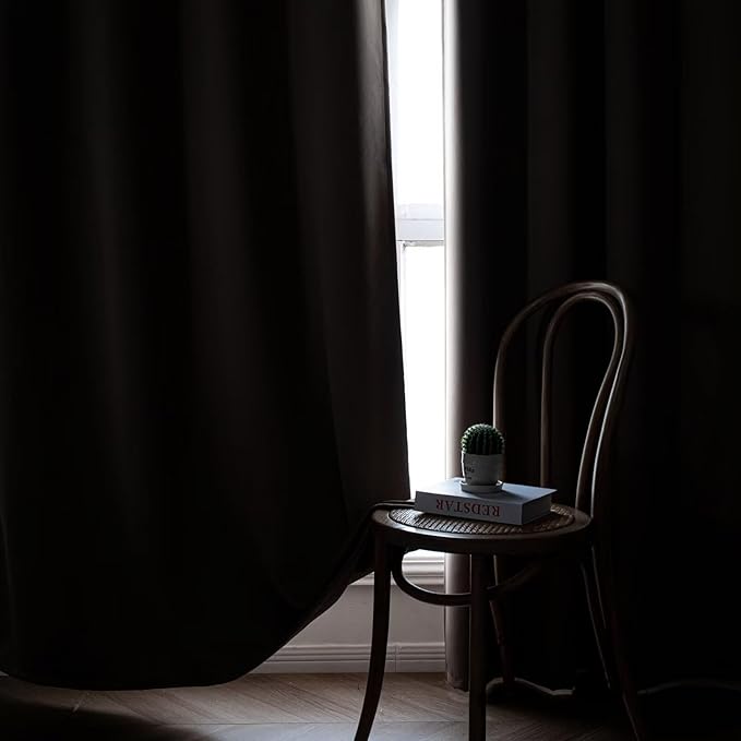 Blackout Curtains 108 Inches Long for Bedroom, Thermal Insulated Blackout Curtains 2 Panels Set, Solid Grommet Privacy Room Darkening Drapes for Living Room Windows(W52 x L108, Khaki)