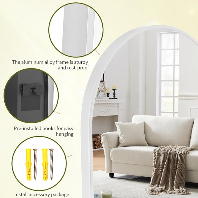 BEAUTYPEAK 32"x34" Arch Bathroom Mirror, Wall Mounted Vanity Metal Frame Mirror for Bedroom, Entryway, Living Room, Silver