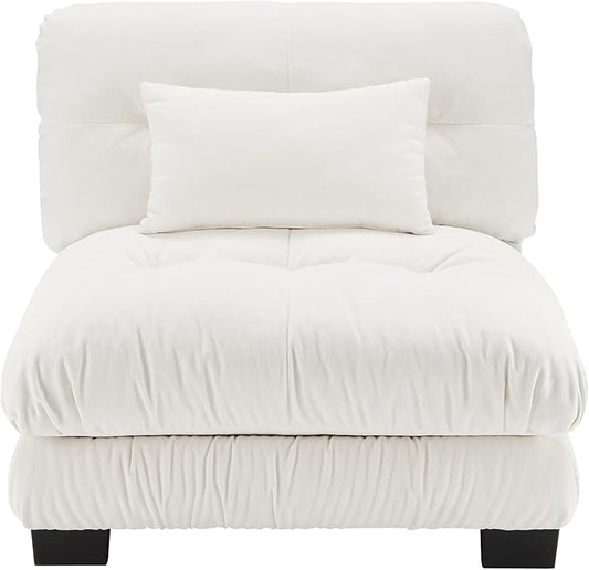 Armless Sofa W/1 Pillow - White