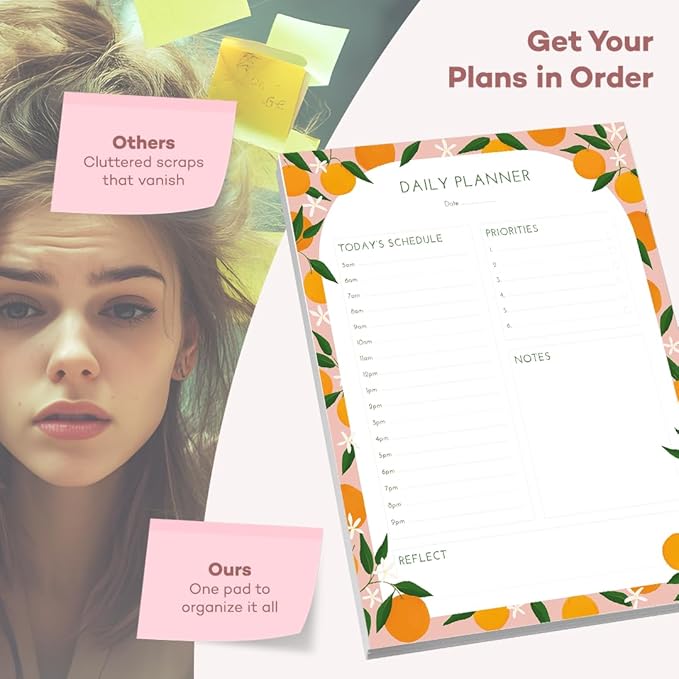 Bliss Collections Daily Planning Pad, To Do List Notebook - Undated Tear-Off Sheets Notepad - Work Calendar, Organizer, Scheduler for Goals, Tasks - Daily Planner (Fruit), 8.5" x 11", 50 Sheets