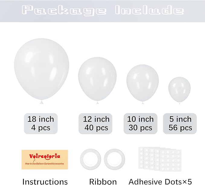 130pcs Clear Balloons Different Sizes 18" 12" 10" 5" Transparent Latex Balloon Garland Arch Kit for Birthday Baby Shower Graduation Wedding Gender Reveal Anniversary Party Decorations