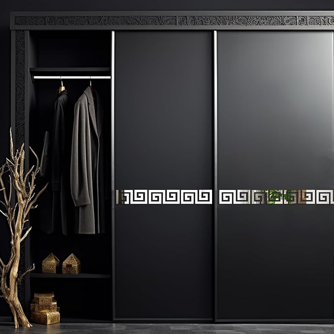 15 Pcs DIY Geometric Shape Acrylic Decorative Mirror Stickers Removable Adhesive Wall Mirror Décor for Living Room Home Background (Silver，3.15 * 7.87inches)