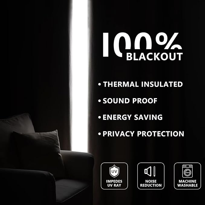 Blackout Curtains 84 Inch Length 2 Panels Set, 100% Black Out Textured Thermal Curtains, Grommet Privacy Light Blocking Drapes for Living Room Bedroom Luxury Decor(52W × 84L inch, Light Grey)