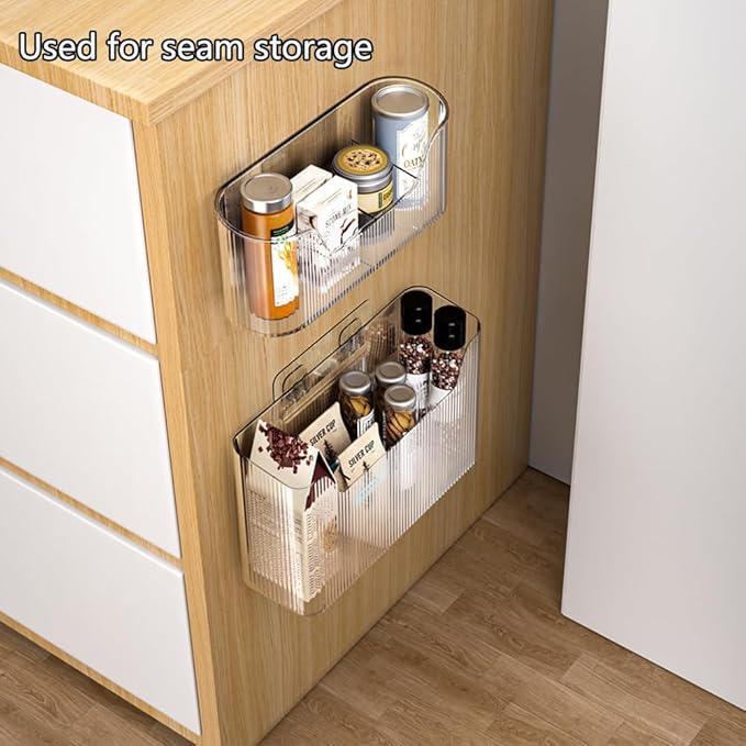 2 Piece Cabinet Door Organizer,Self Adhesive Kitchen Cabinet Organizer,Cabinet Door Storage Box for Bathroom/Kitchen/Living room,Storage shelf rv must haves. (Large+Small)