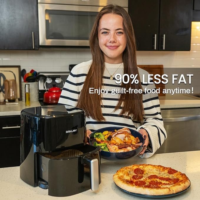 Air Fryer 3.8 Quarts for 1-2 people, 8-in-1 Functions, Air Fry, Roast, Bake, Broil, Preheat, Shake, Digital Small Air Fryer, Nonstick Dishwasher-Safe Basket, Compact Air Fryers, Black