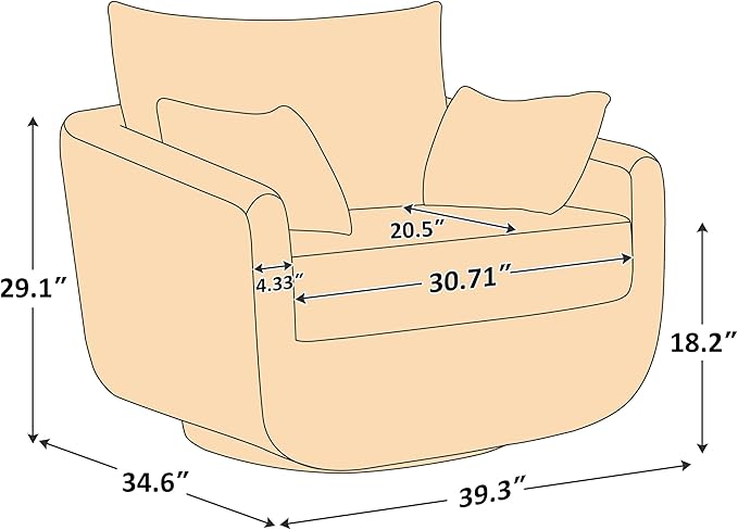 360° Swivel Accent Armchair Set of 2, 39.3" Oversized, Sherpa Boucle Fabric Sofa Chair with Removable Back & Arm Pillows, Swivel Chairs with Cozy Soft Padded, No Assembly Required, Dark Gray