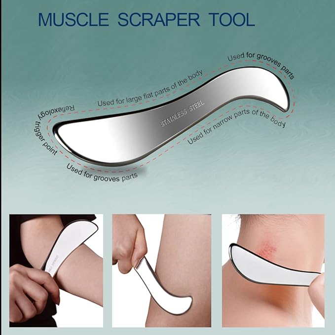 BYYDDIY 4 in 1 Gua Sha Massage Tool Set - Muscle & Fascia Scraper, Scar Tissue Tool for Physical Therapy