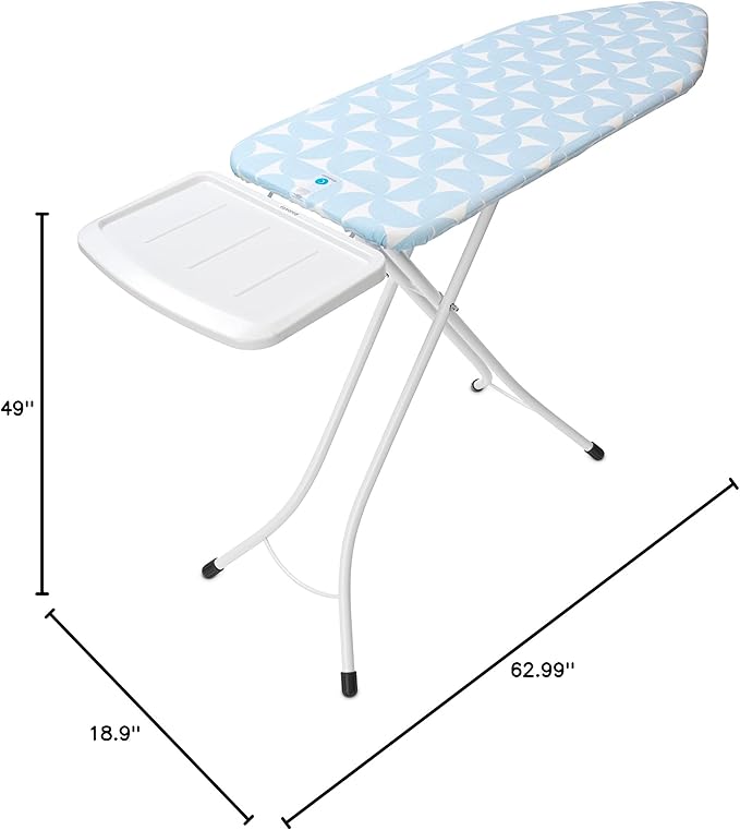 Brabantia Size C Ironing Board (49x18 in) 7 Height Options, Solid Steam Unit Holder (Fresh Breeze) Non-Slip Feet, Anti-Collapse Child Locks