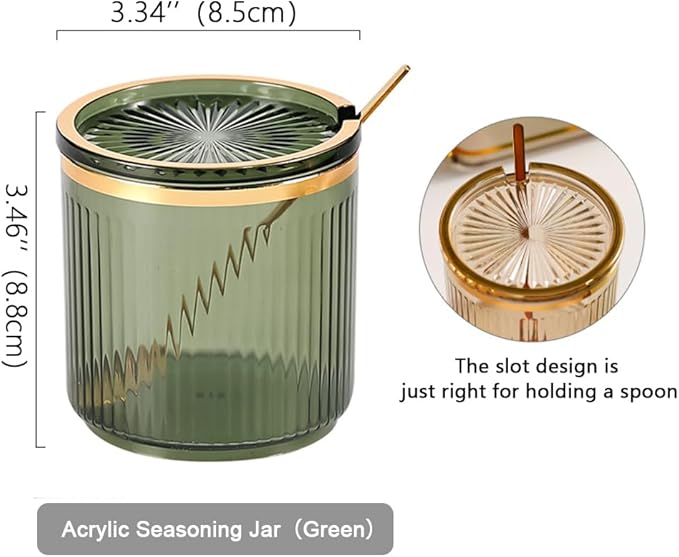 Acrylic Condiment Spice Jars,Condiment Spice Box With Lids and Spoons and Tray,Clear Plastic Condiment Canisters,Seasoning Box 3 Pack,Seasoning Box Set for Kitchen to Storage Salt,Paprika,Sugar