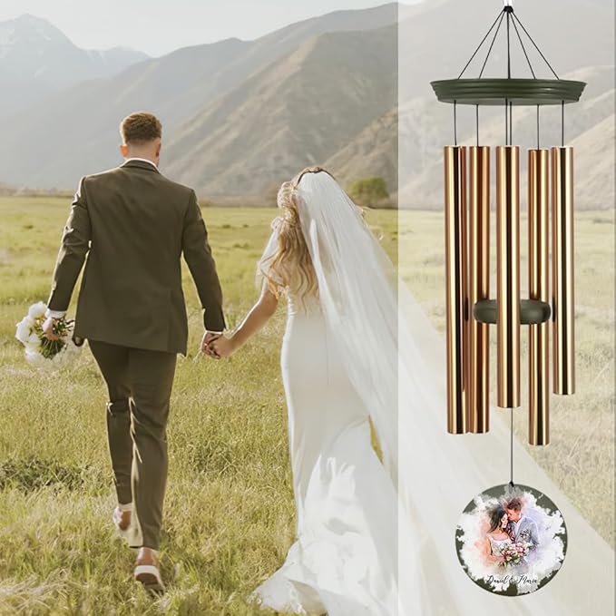 ASTARIN Personalized 20th 50th Anniversary Wind Chime, Happy Anniversary Wedding Valentine's Day Gift for Wife Husband Men Women Sister, Golden Anniversary Keepsake Decorations for Parents Couples