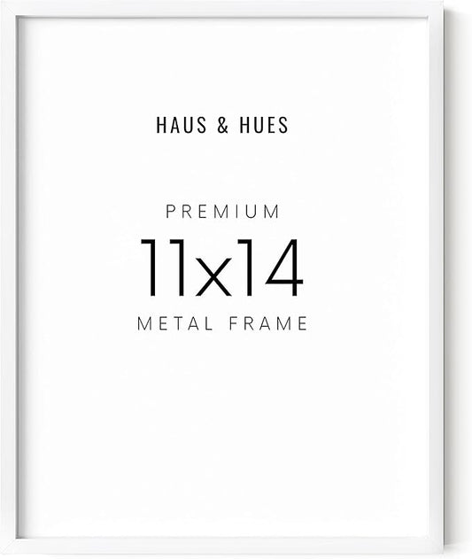 HAUS AND HUES White 11x14 Picture Frame, Aluminum, Modern, 14.0x11.0 inches, 0.75 inches Deep, 1 Piece, Unisex Adult, White
