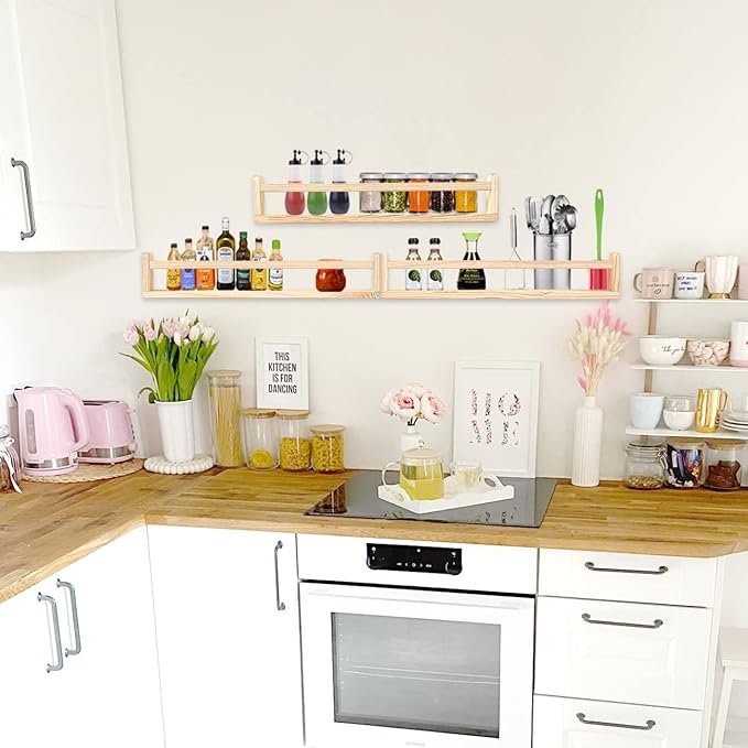 AZSKY Nursery Book Shelves 24 Inch Rustic Natural Wood Floating Shelves,Wall Book Shelves for Farmhouse,Bathroom Décor,Kitchen Spice Rack or Book Shelf Organizer for Home Décor,a Set of 3 Same Sizes