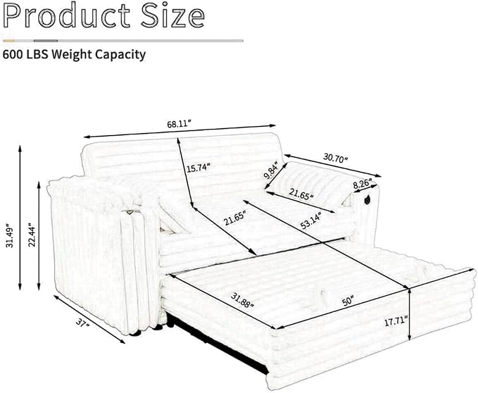 57-Inch Velvet Full Size Sleeper Sofa Couch with Pullout Bed,Convertible Pull Out with Golden Decorative Strip and Adjustable Backrest for Small Spaces,Apartment, Guest Room, RV (1109Black)