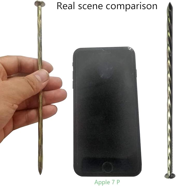 Camping Stakes Tent Pegs 9 Pack 8" Galvanized Non-Rust Metal Edging Spike, Garden Spiral Landscape Piles/Anchors for Paver Edging, Turf Stakes, House Construction, Carpentry Nail, Tent Stakes