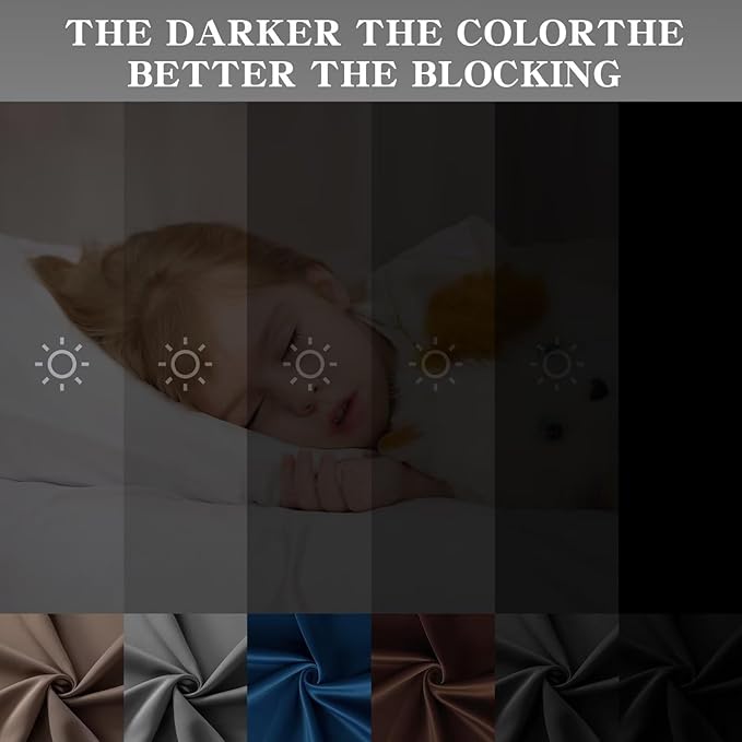 Blackout Curtains 108 Inches Long for Bedroom, Thermal Insulated Blackout Curtains 2 Panels Set, Solid Grommet Privacy Room Darkening Drapes for Living Room Windows(W52 x L108, Light Grey)