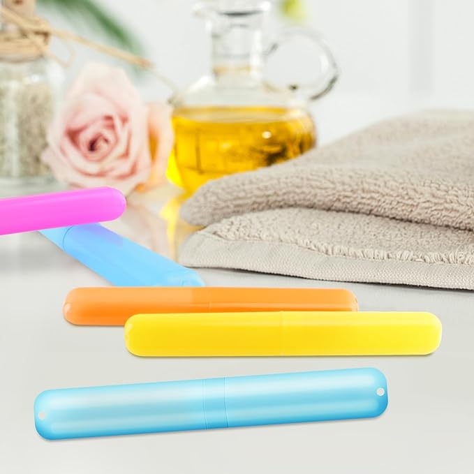 SIKEMAY 100 PCS Toothbrush Holder Bulk, Toothbrush Case Cover, Portable Plastic Dust Proof Breathable, Holder for Travel, Bathroom, Indoor, Outdoor, Trip, Camping, School