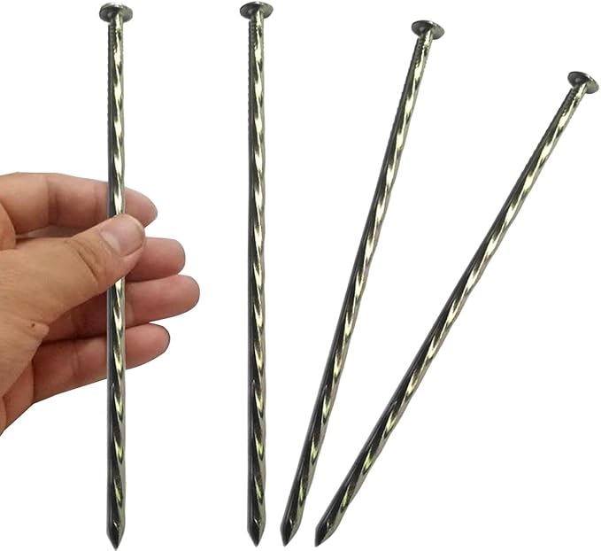 22 Pcs 8-Inch Landscape Stakes, Spiral Metal Galvanized Landscape Spikes, Garden Nails for Artificial Turf, Paver Edging, Weed Barrier, Carpentry and More