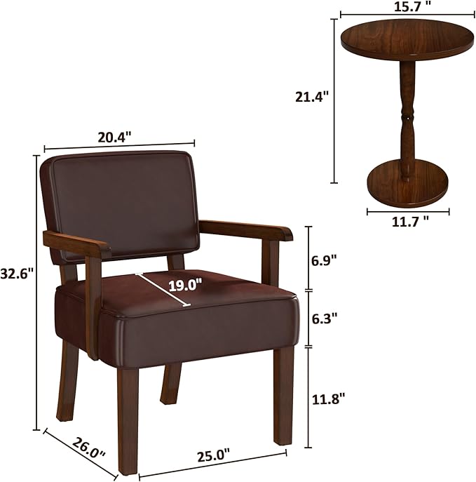 Accent Chair, PU Leather Living Room Chairs Oversize with Soft Seat and Armrests for Living Room Dinning Room Bedroom Reading Room Waiting Room