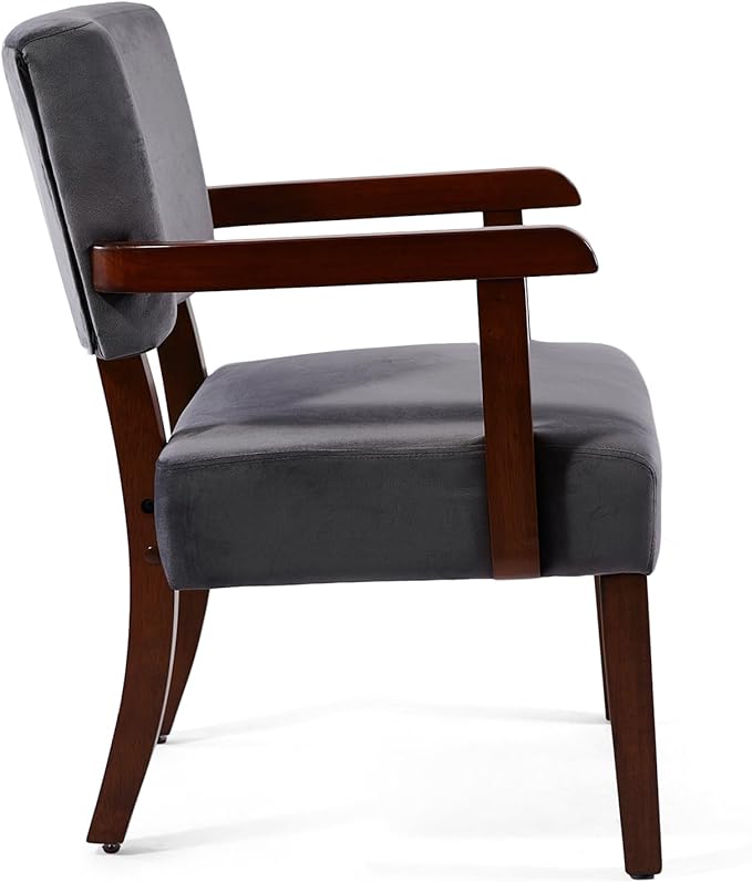 Accent Chair Set of 2 with Table, Living Room Chairs with VelvetSoft Seat and Armrests for Living Room Bedroom Reading Room Waiting Room (Greyvelvet)