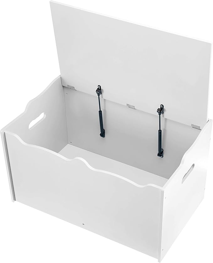 Amazon Basics Kids Toy Box, Wooden Organizer Storage Chest,White, 30" x 18" x 19"