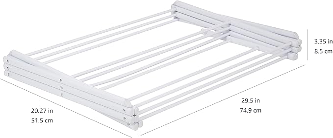 Amazon Basics Foldable Portable Laundry Rack for Air Drying Clothing, Indoor Outdoor Use - 14.5" D x 29.5" W x 41.8" H, White