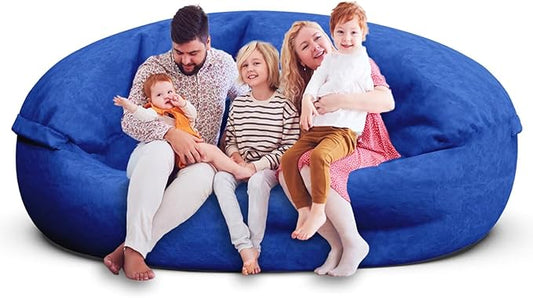 Bean Bag Chair for Adults 7FT,Soft Removable Cover for Teens/Girls Bedroom,Fluffy Giant Round Floor Beanbag Lounger Chairs (No Filler,Sapphire)