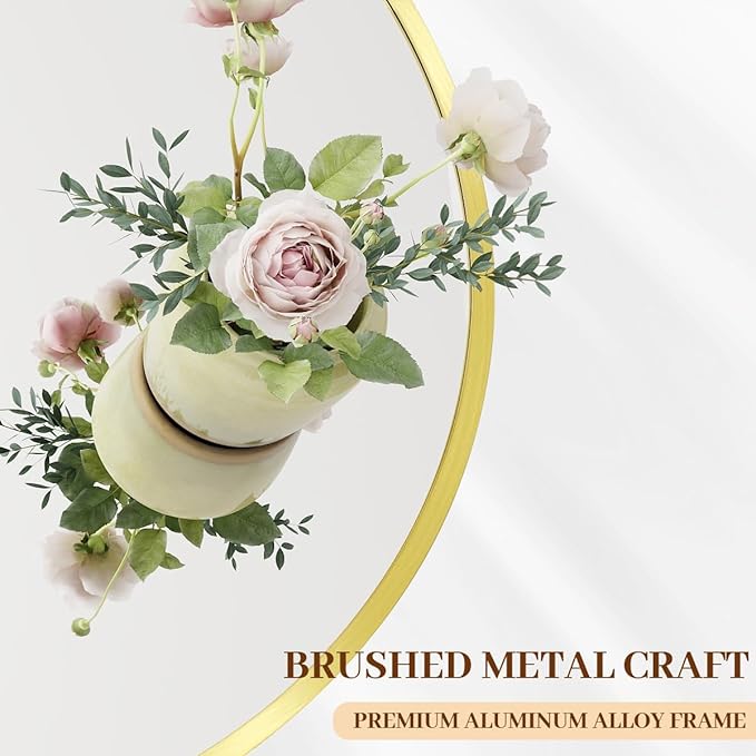 BEAUTYPEAK 18 Inch Round Mirror, Metal Frame Circle Mirror, Wall Mounted for Entryway, Bathroom, Vanity, Living Room, Gold