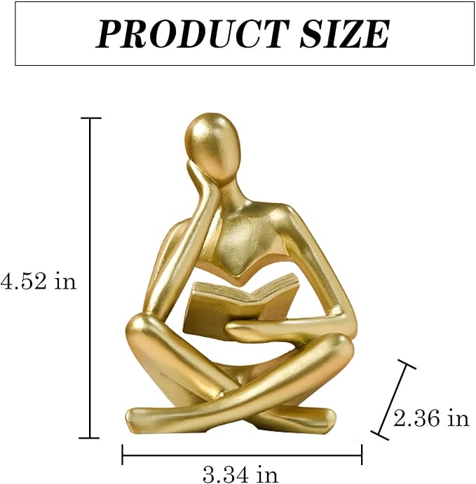 Bookshelf Decor Thinker Statue - Abstract Style Thinker Sculptures Modern Aesthetic Figurine Decoration Statues for Home Decor-Zuo Si-Gold