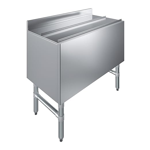 AmGood 18.5 in. x 36 in. Underbar Ice Bin with Sliding Lid | NSF | Stainless Steel Ice Chest with Sliding Lid