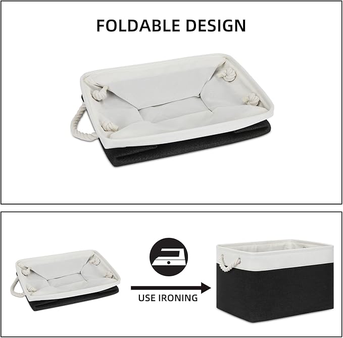 Bidtakay Black Storage Baskets for Shelves [3-pack] Collapsible Organizer Baskets for Laundry Storage 15 X 11 X 9.5 Inches Dog Toy Bins Fabric Storage Bins for Bedroom Home Storage