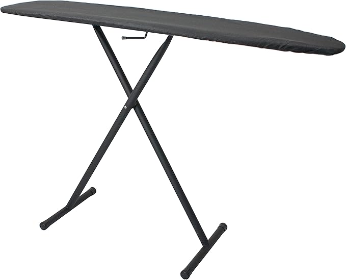 54" Full-Size Adjustable Ironing Board w/Thick Pad Cover, Leg Locking System, Foldable and Collapsible, Heavy-Duty Alloy Steel Construction, Space Saving Design - Charcoal