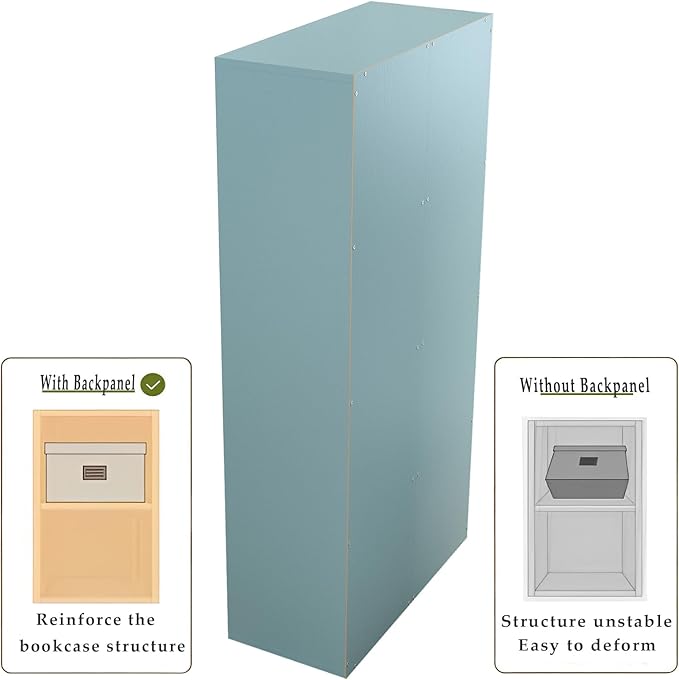 8-Cube Storage Shelf Bookcase - Wooden 4-Tier Floor Standing Open Bookshelf, Modern TV Stand up to 55 Inchs for Home and Office, Light Blue