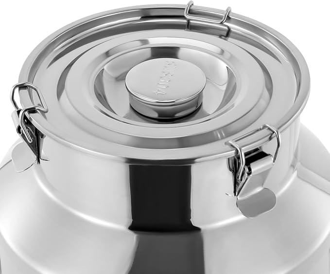 304 Food-Grade Stainless Steel Ice Bucket with Lid, 28L/7.4Gallon Good Sealing Storage Canister Milk Bucket Milk Can for Coffee, Tea, Water, Milk, Soup