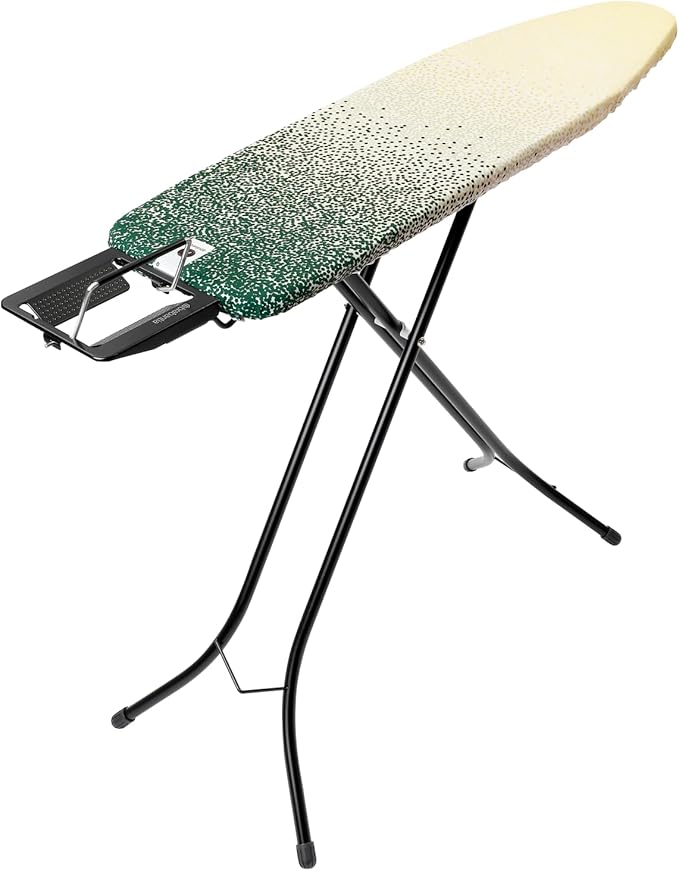 Brabantia Size A Compact Small Ironing Board (43x12 in) 7 Height Options, Adjustable Steam Iron Rest Holder (New Dawn) Non-Slip Feet, Anti-Collapse Child Locks