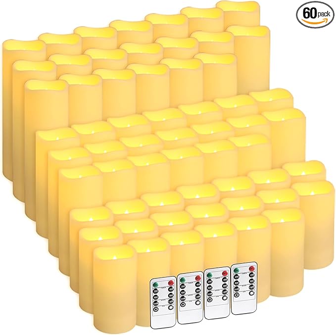 60-Pack LED Flameless Candles with Remote Control - Perfect for Home, Parties, and Special Occasions - Create a Magical Ambiance Effortlessly(Three Sizes)