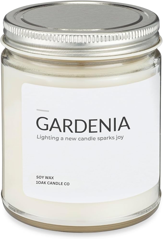 1OAK Soy Wax Scented Candles (Gardenia) - Long Burning Premium Hand-Poured (7oz.)