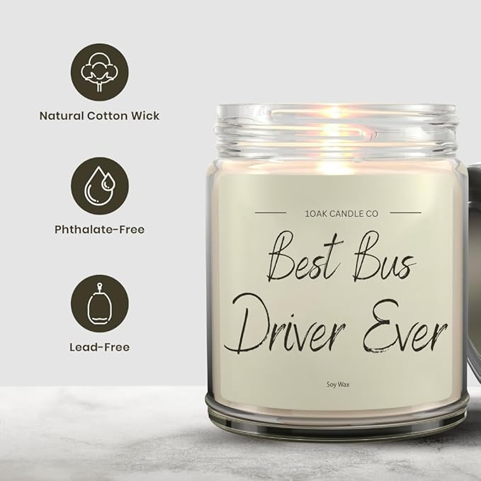1OAK Vanilla Candle - Thank You Bus Driver Gifts for Women, Men - Bus Driver Appreciation & Retirement Gifts