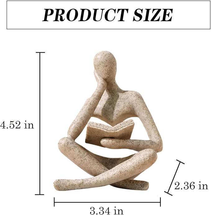 Bookshelf Decor Thinker Statue - Abstract Style Thinker Sculptures Modern Aesthetic Figurine Decoration Statues for Home Decor-Zuo Si-Sandstone